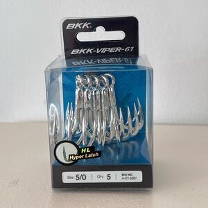 Viper-61 Fishing Hooks Pack - Silver (Size 5/0, 5 Ct)